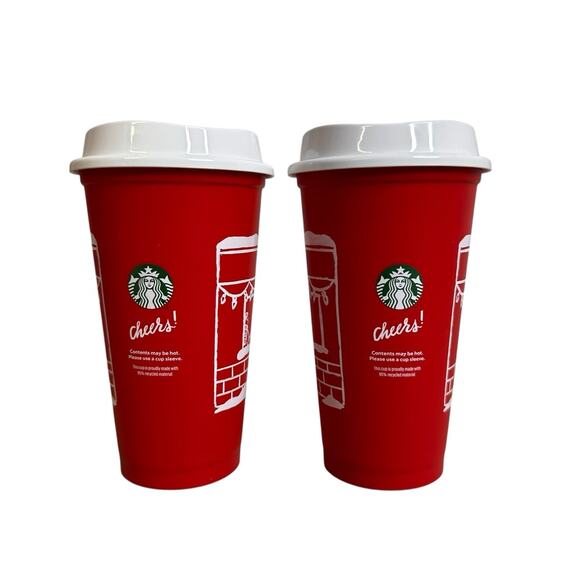 Starbucks Christmas 2025 Red Cup Day 16 oz Holiday Reusable Coffee Lot of 2 New - Picture 2 of 6